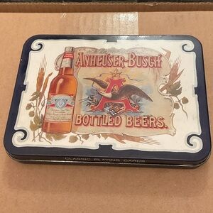 Anheuser-Busch Bottled Beers Tin Box w playing cards ♦️